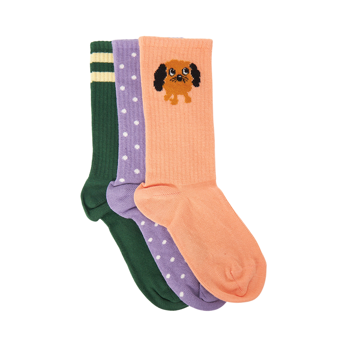 (키즈) 미니 로디니 삭스 멀티 (3개입)((Kids) Mini Rodini Socks Multi (3 Pack))