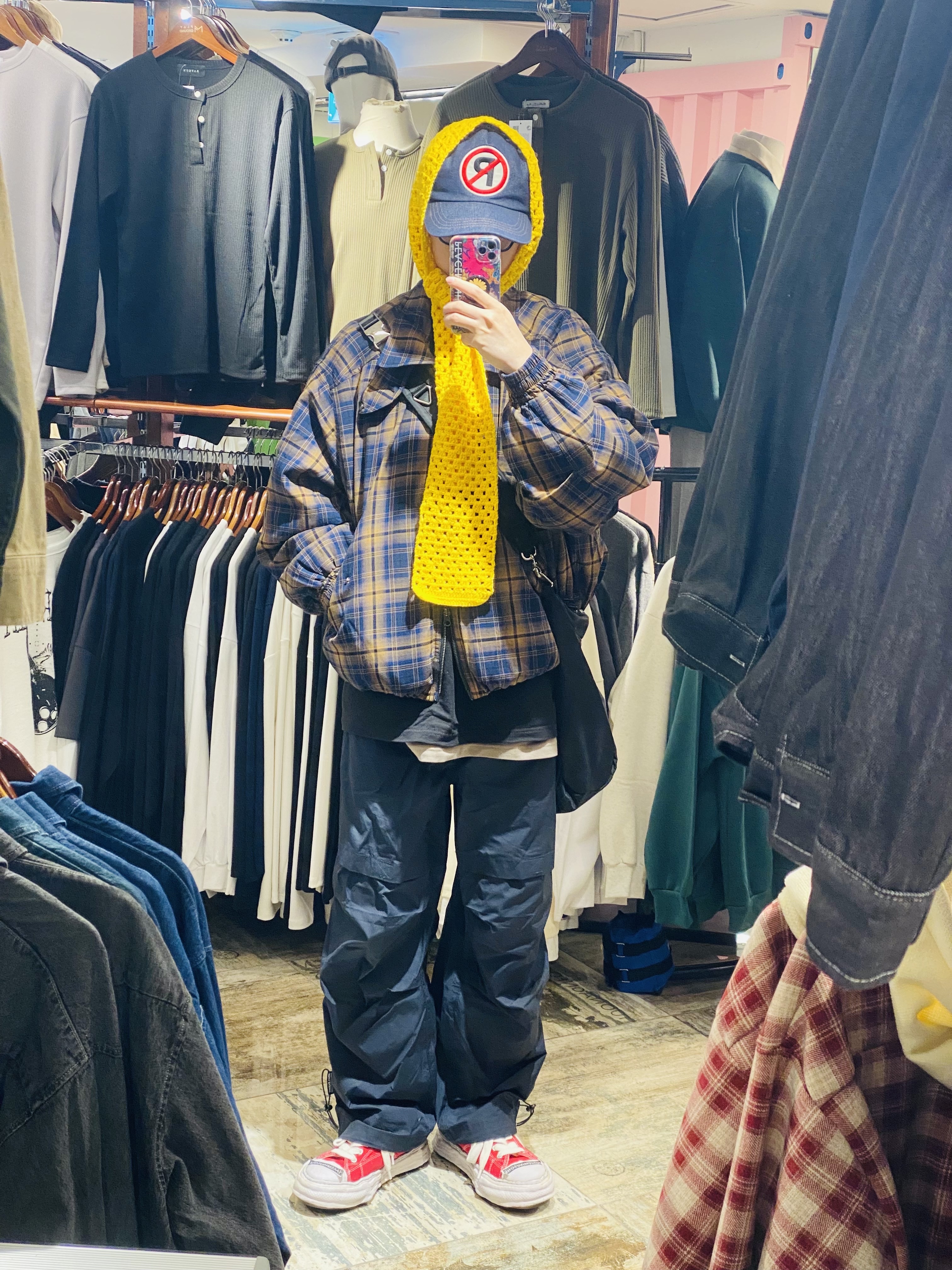 Peaceminusone 5 Panel Ball Cap #1 Blue, Maison Mihara Yasuhiro Peterson23 OG Sole Canvas Low-top Sneakers Red 착용 스타일 - 1