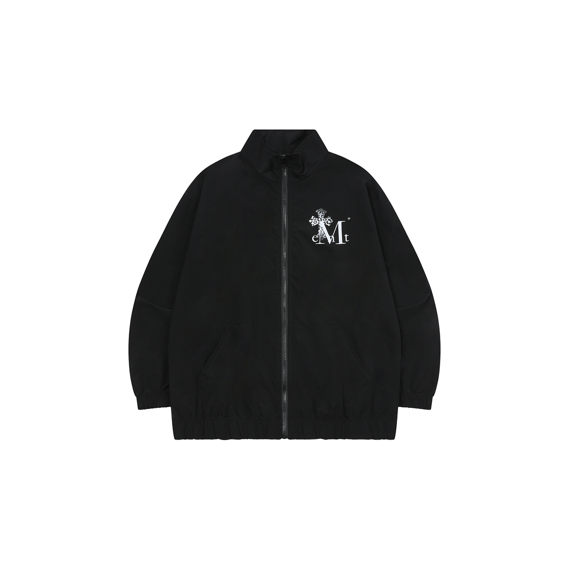 P0000BGY MUCENT Sahara Gradation Leopard Cross Windbreaker Unisex Black