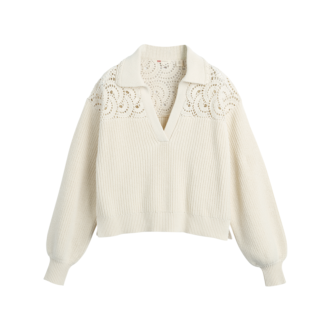 리바이스 비앙카 크로셰 폴로 스웨터 뉴트럴