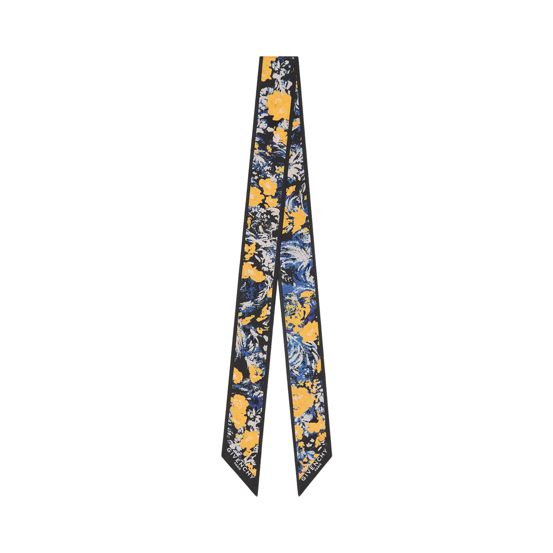 (W) 지방시 실크 플로럴 프린트 방도 네이비 옐로우((W) Givenchy Bandeau in Silk with Floral Print Navy Yellow)