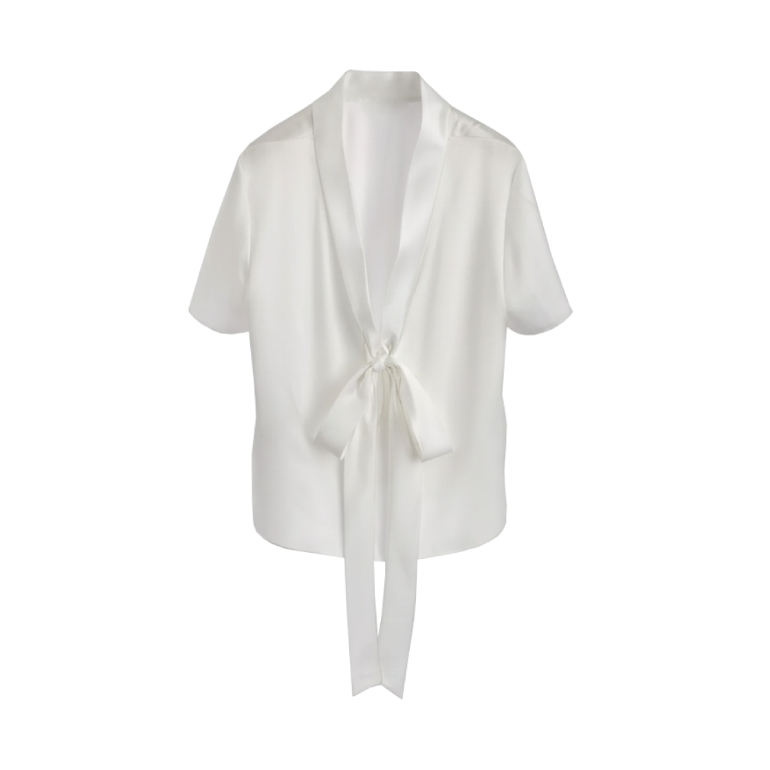 (W) 디올 실크 트윌 백 타이 블라우스 화이트((W) Dior Silk Twill Back Tie Blouse White)
