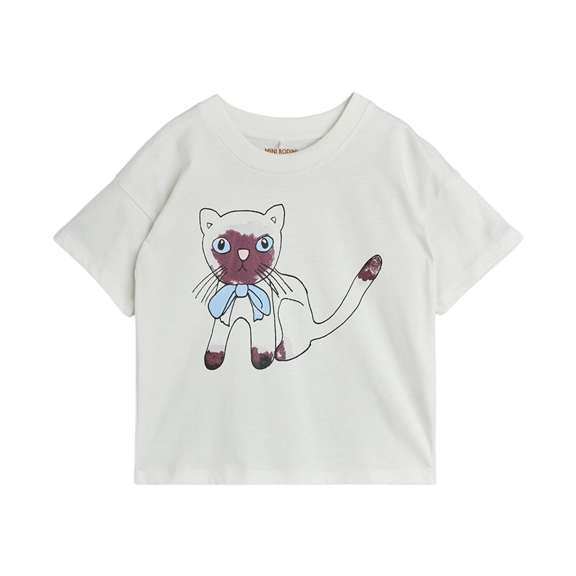 (키즈) 미니 로디니 시아미스 티셔츠 화이트((Kids) Mini Rodini Siamese T-Shirt White)