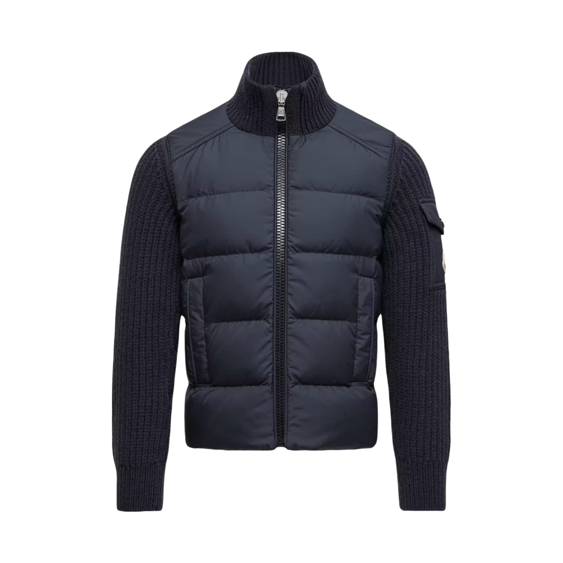 (키즈) 몽클레르 패딩 울 집업 가디건 네이비 블루 - 25FW((Kids) Moncler Padded Wool Zip-Up Cardigan Navy Blue - 25FW) - 1