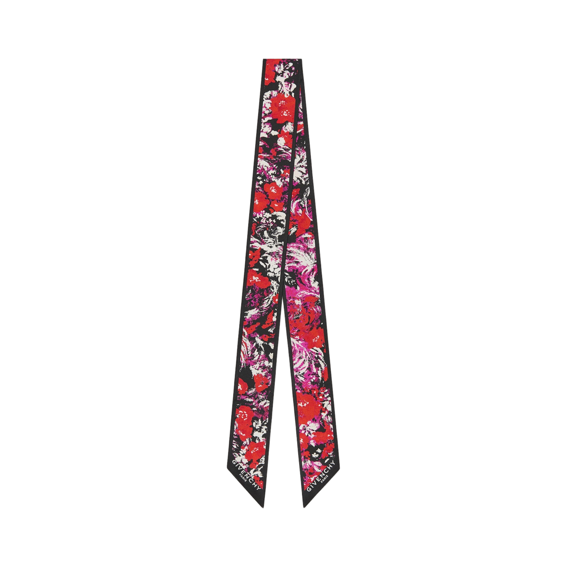 (W) 지방시 실크 플로럴 프린트 방도 블랙 푸시아((W) Givenchy Bandeau in Silk with Floral Print Black Fuchsia)