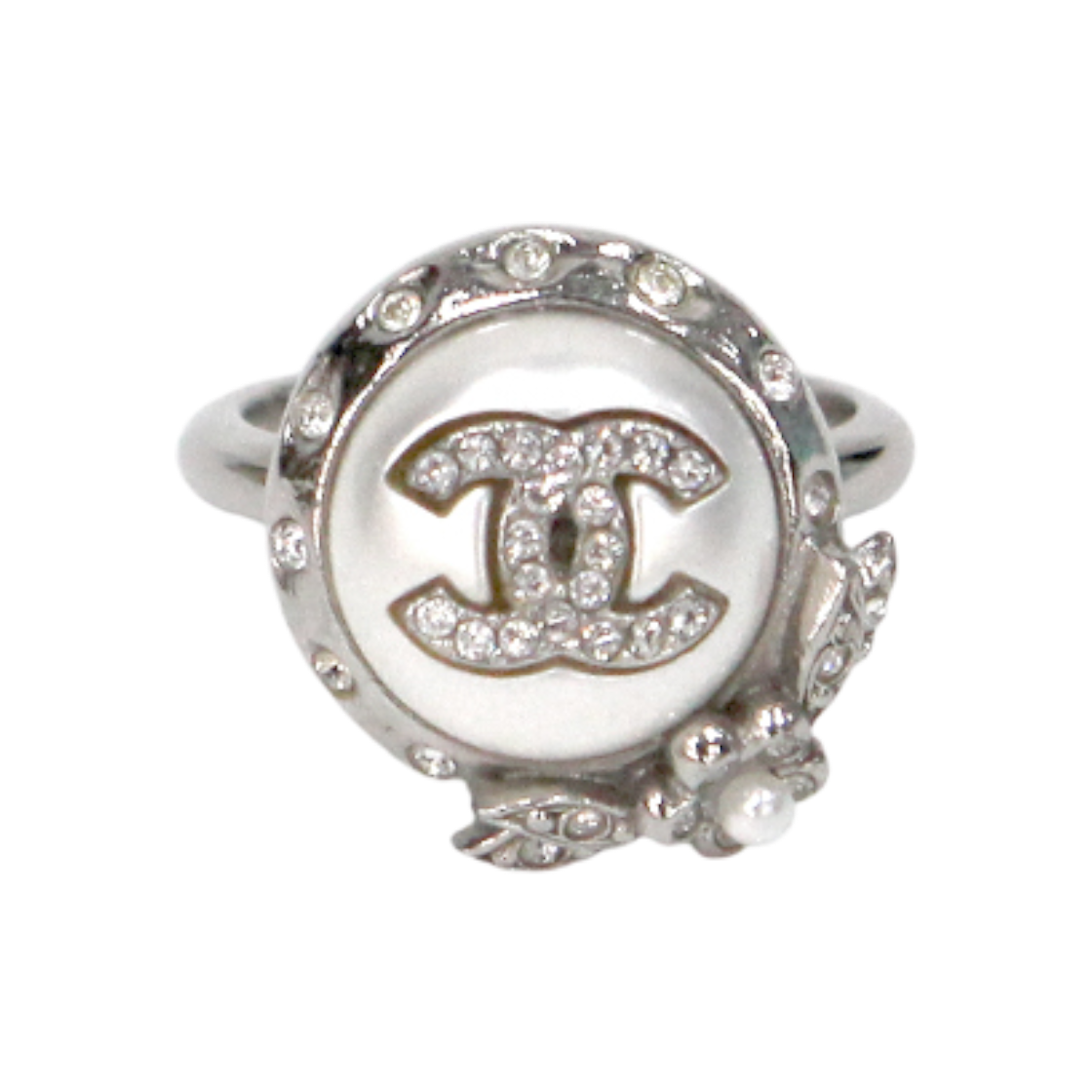 샤넬 라운드 큐빅 CC 실버 반지 A-B44930(Chanel Round Cubic CC Silver Ring A-B44930)