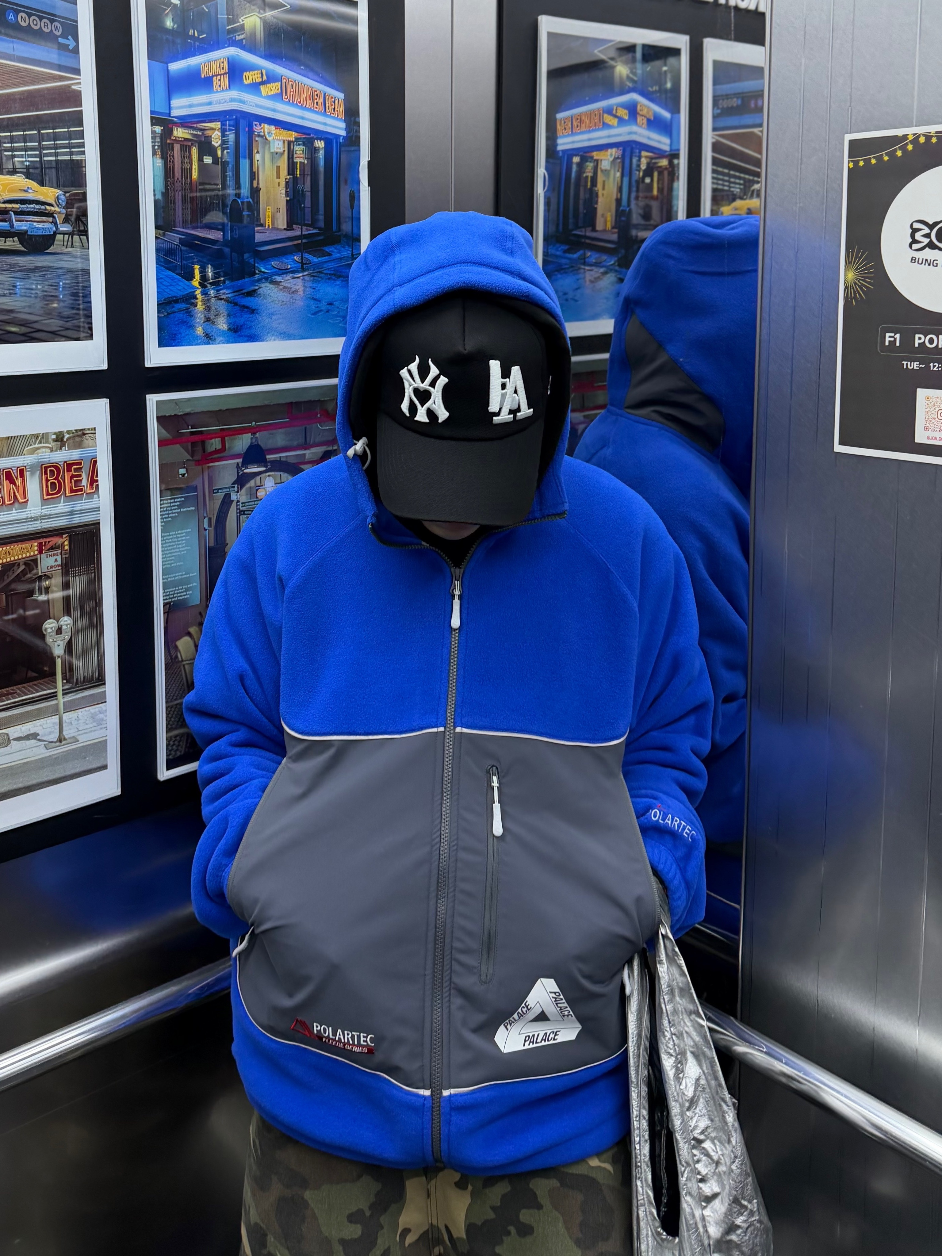 Palace Polartec 3M Hooded Jacket Ultra - 23FW, Palace Palace Shop Reusable Bag Silver - 22FW 착용 스타일 - 4
