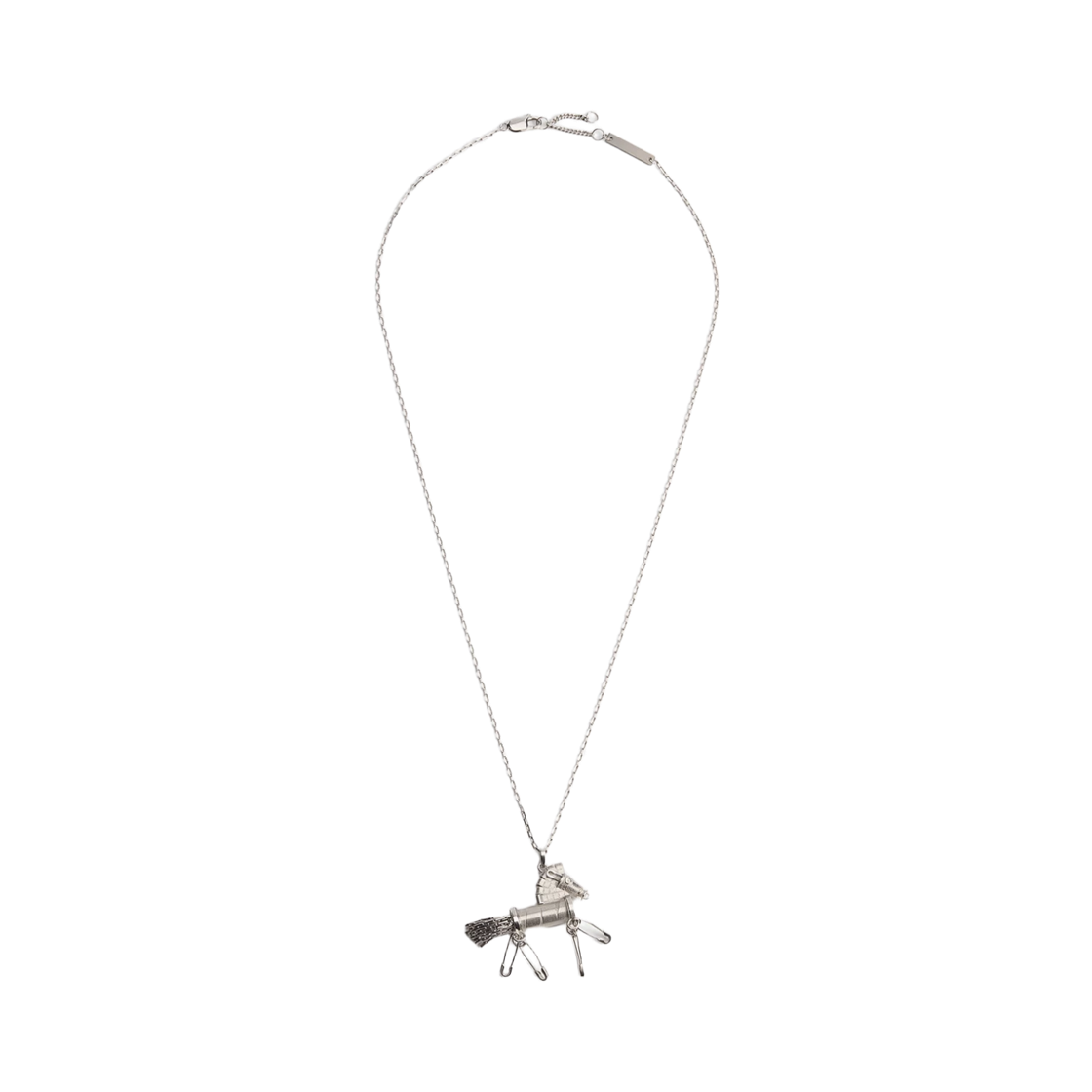 N3595HOMST-D990 Dior Couture Charm Horse Pendant Necklace Silver