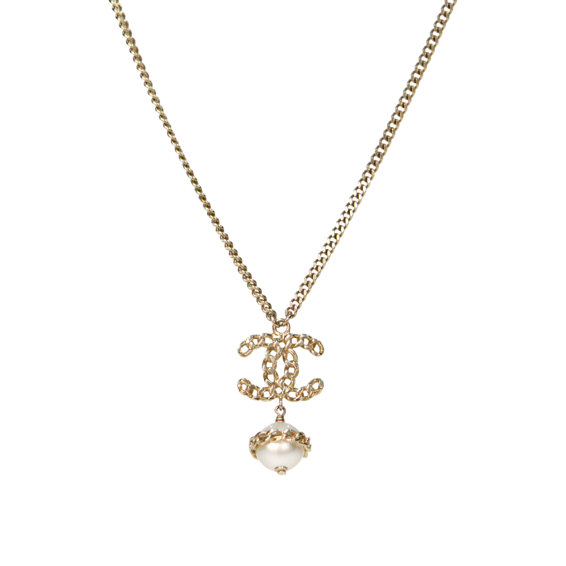 샤넬 펄 드롭 CC 골드 목걸이 A-B45422(Chanel Pearl Drop CC Gold Necklace A-B45422)