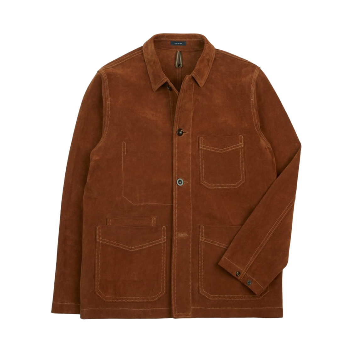 DR2A1B-19520-01-700 Drake's Heavyweight Suede Five Pocket Chore Jacket Rust