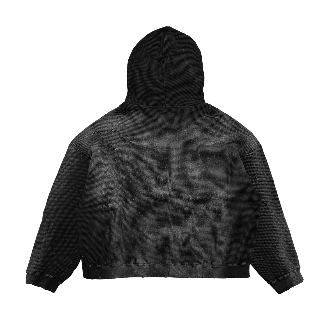 홈리스 디스트레스 빈티지 와플 집업 후드 블랙(Hommless Distressed VTG Waffle Zip Hoodie Black) - 2