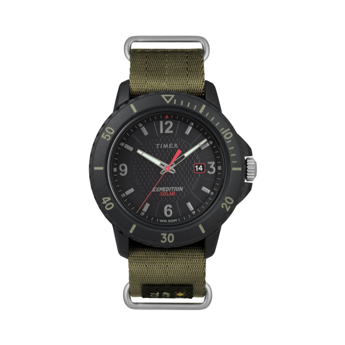 타이맥스 익스페디션 갤러틴 솔라 44mm 패브릭 스트랩 워치 그린 블랙(Timex Expedition Gallatin Solar 44mm Fabric Strap Watch Green Black)