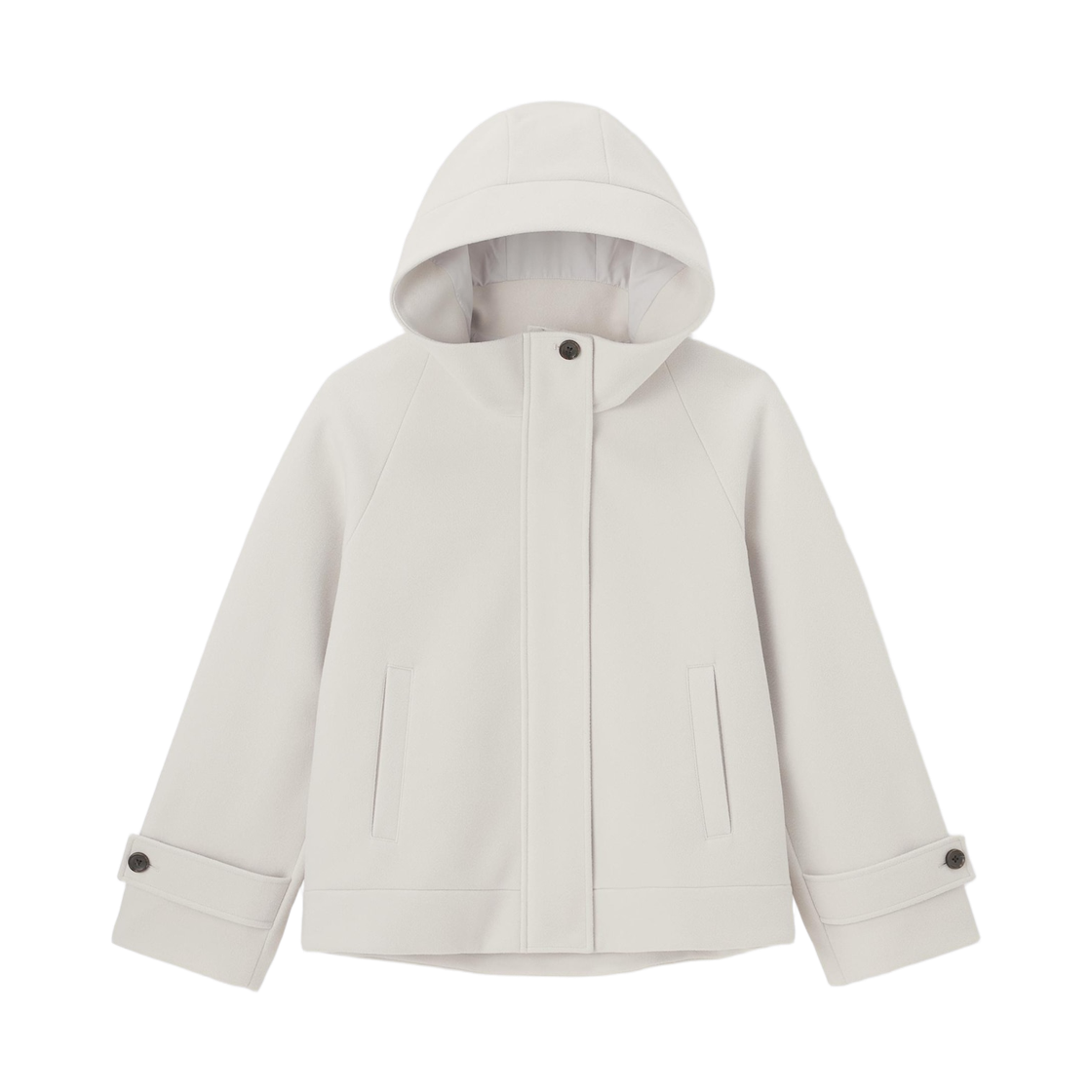 357498-30 (W) GU Cozy Melton Hooded Short Coat Natural