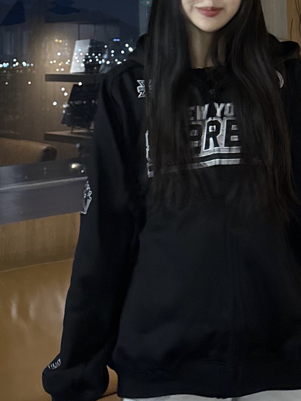 Supreme Football Zip Up Hooded Sweatshirt Black - 25FW 착용 스타일 - 2