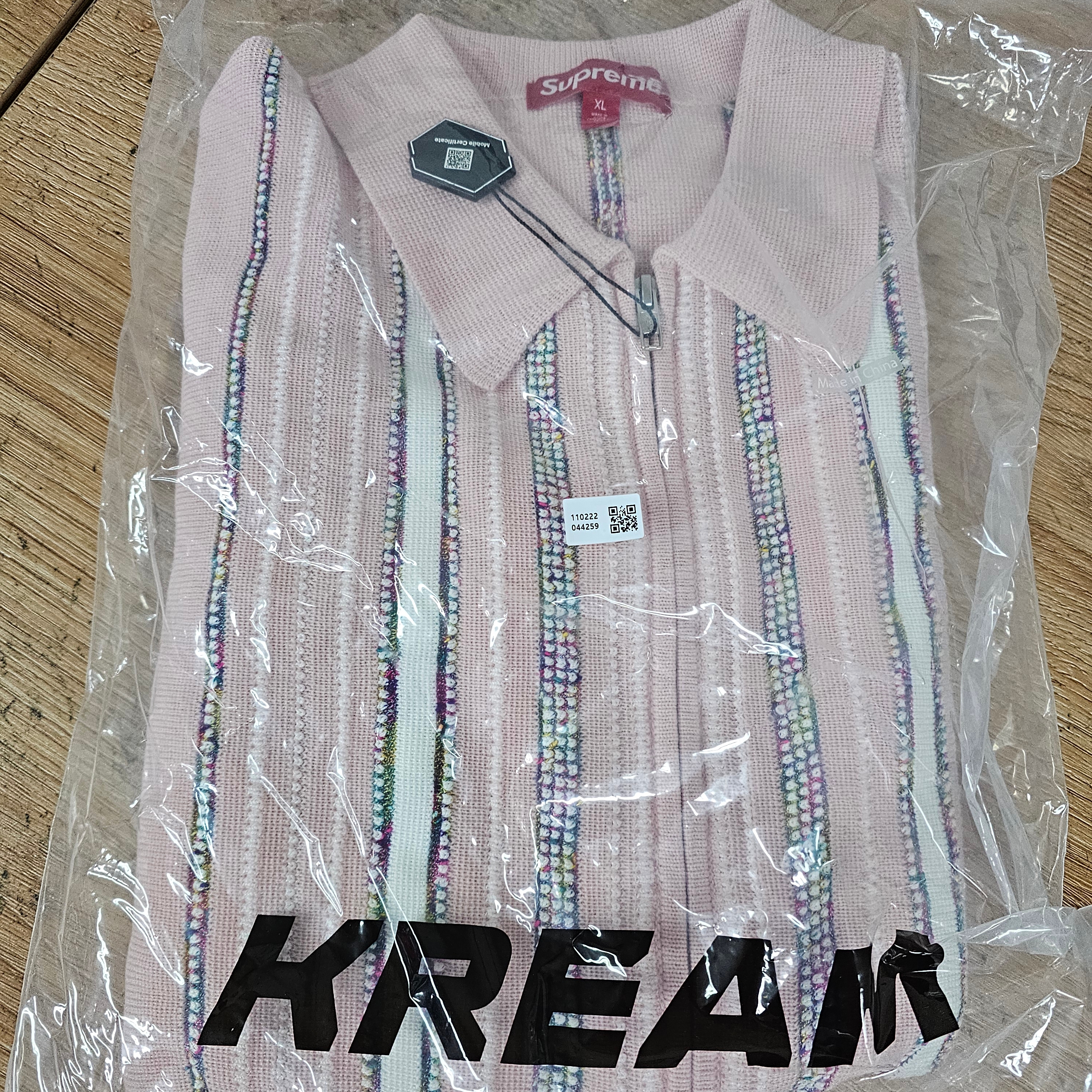 Supreme Speckle Stripe Zip Up Cardigan Pink - 24FW 착용 스타일