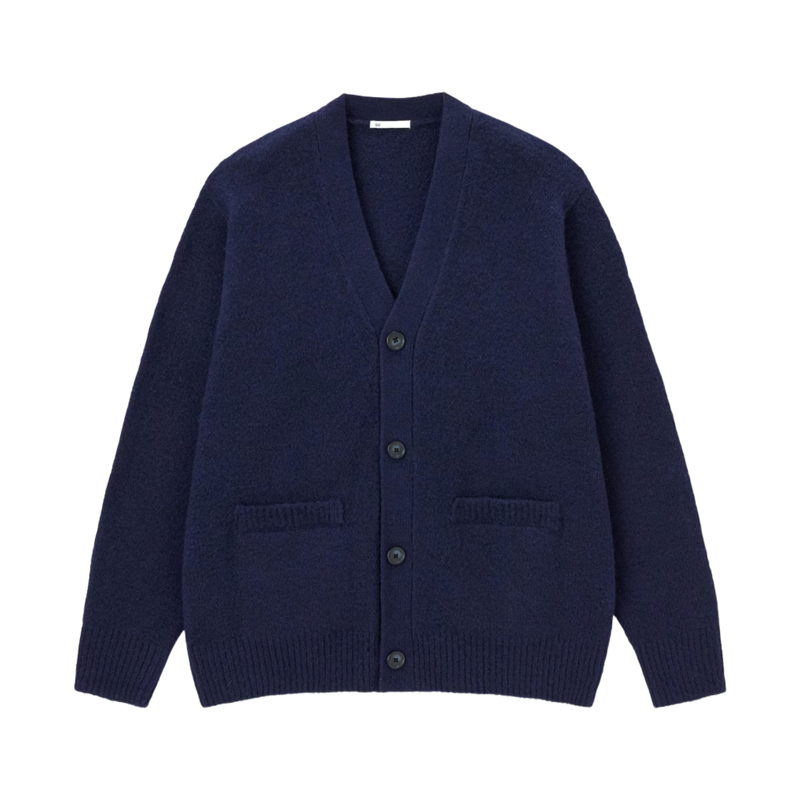 357531-68 GU Puff Knit V Neck Cardigan Blue