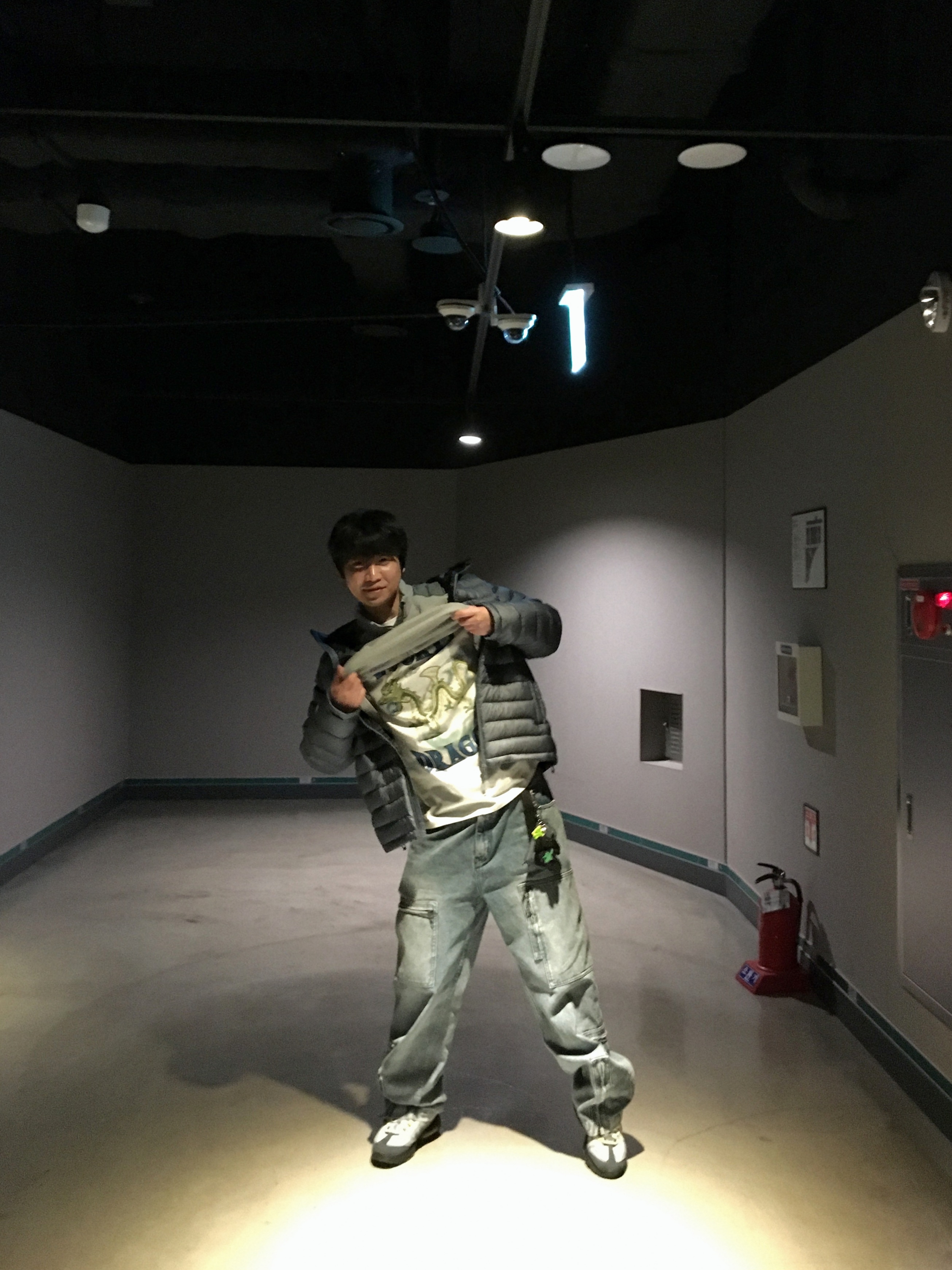 Nike Trail Polartec Quarter Zip Fleece Running Top Cave Stone, Thevinylhouse Flight Denim Pants Blue 착용 스타일 - 3