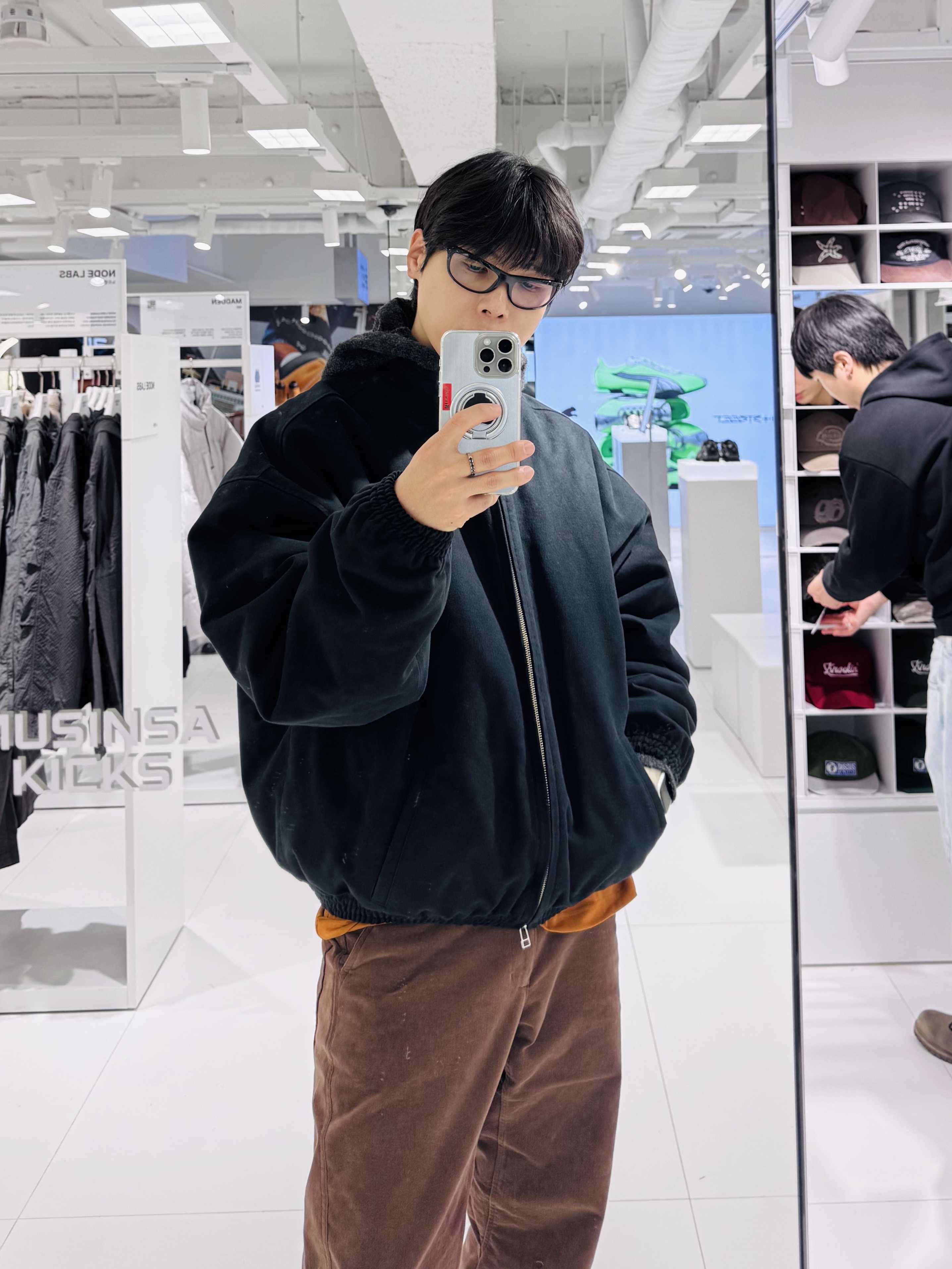 Nonnod Moleskine Bomber Jacket Matt Black, Nonnod Moleskin Bomber Black 착용 스타일