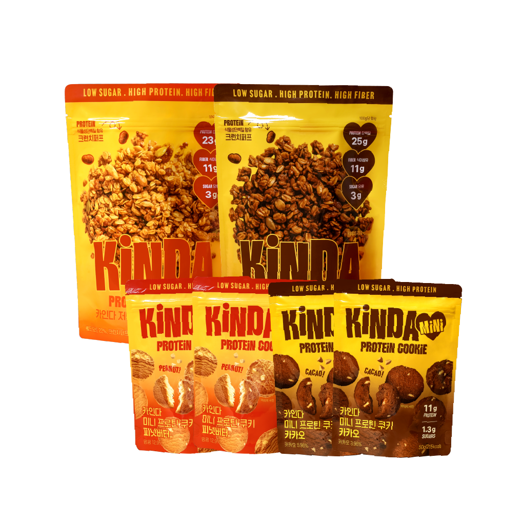 카인다바이트 저당 프로틴 버라이어티 세트 (그래놀라 2 + 미니 프로틴 쿠키 4)(Kindabite Protein Variety Set)