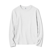 (W) Uniqlo Soft Ribbed Crewneck Long Sleeve T-Shirt White - JP