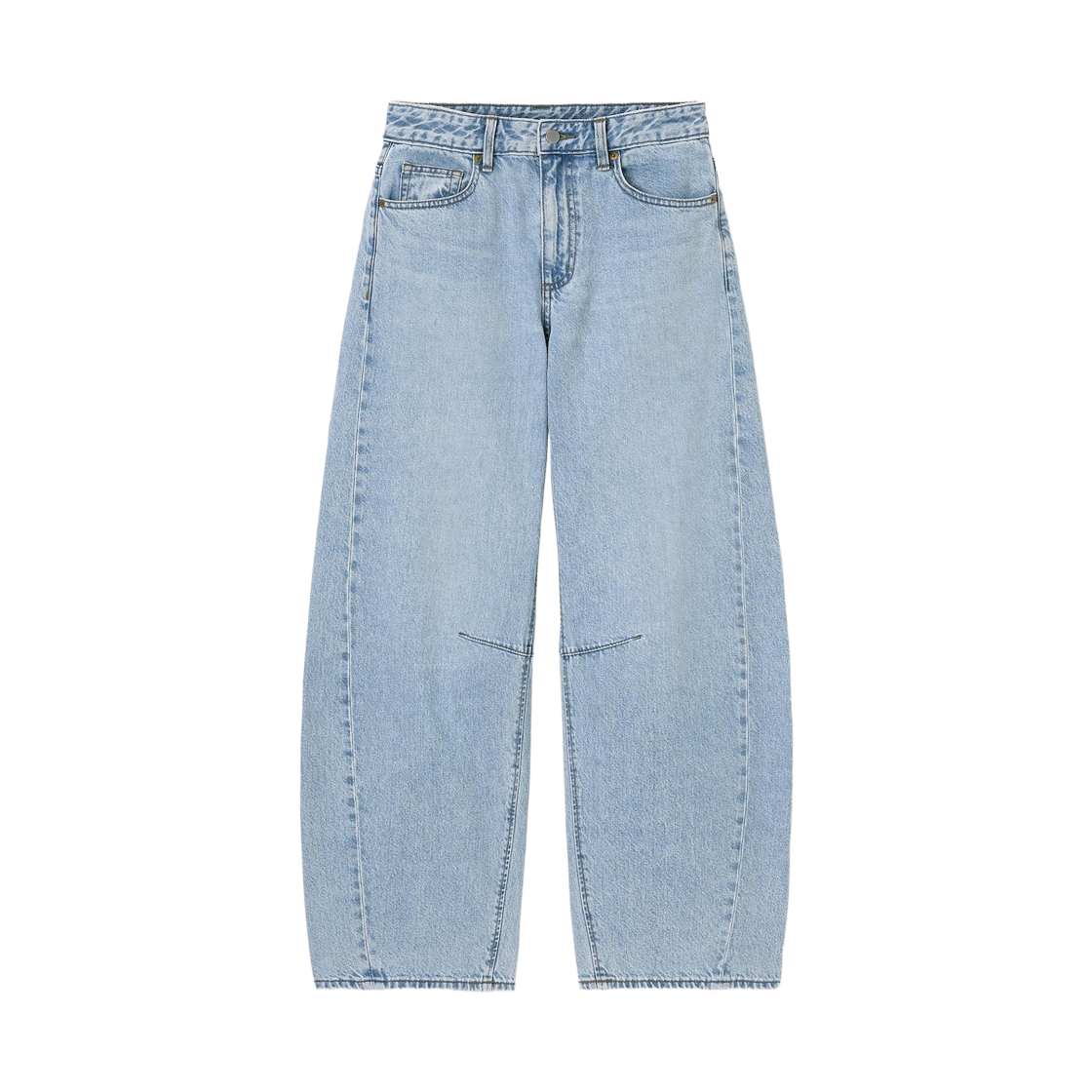 (W) GU 베럴 레그 진 블루((W) GU Barrel Leg Jeans Blue) - 1