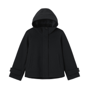 (W) GU Cozy Melton Hooded Short Coat Black