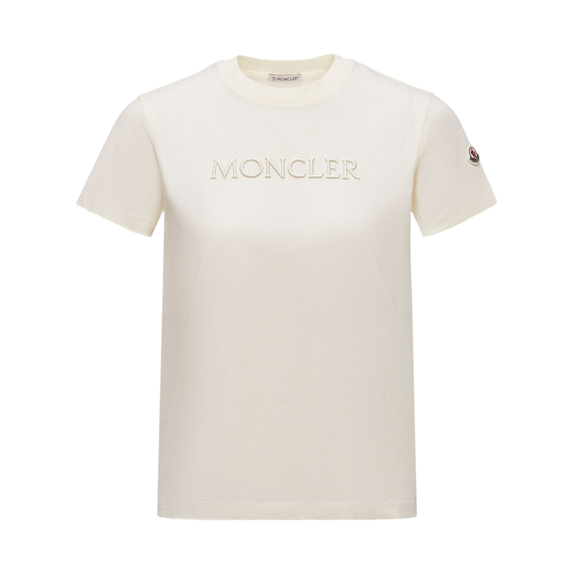 L1-093-8C00021-89AUO-037 (W) Moncler Embroidered Tonal Logo Cotton T-Shirt White Ivory - 26SS