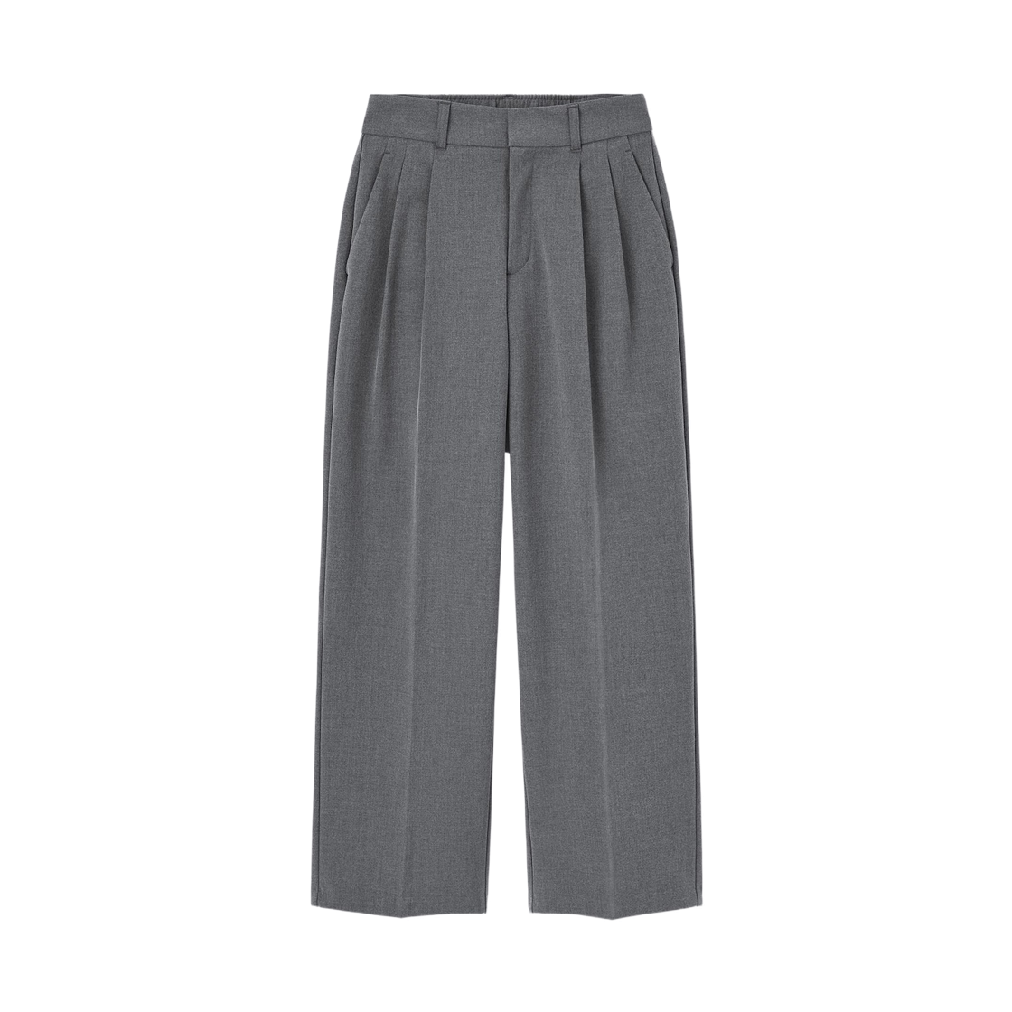 (W) GU 플리티드 와이드 팬츠 다크 그레이((W) GU Pleated Wide Pants Dark Gray) - 1