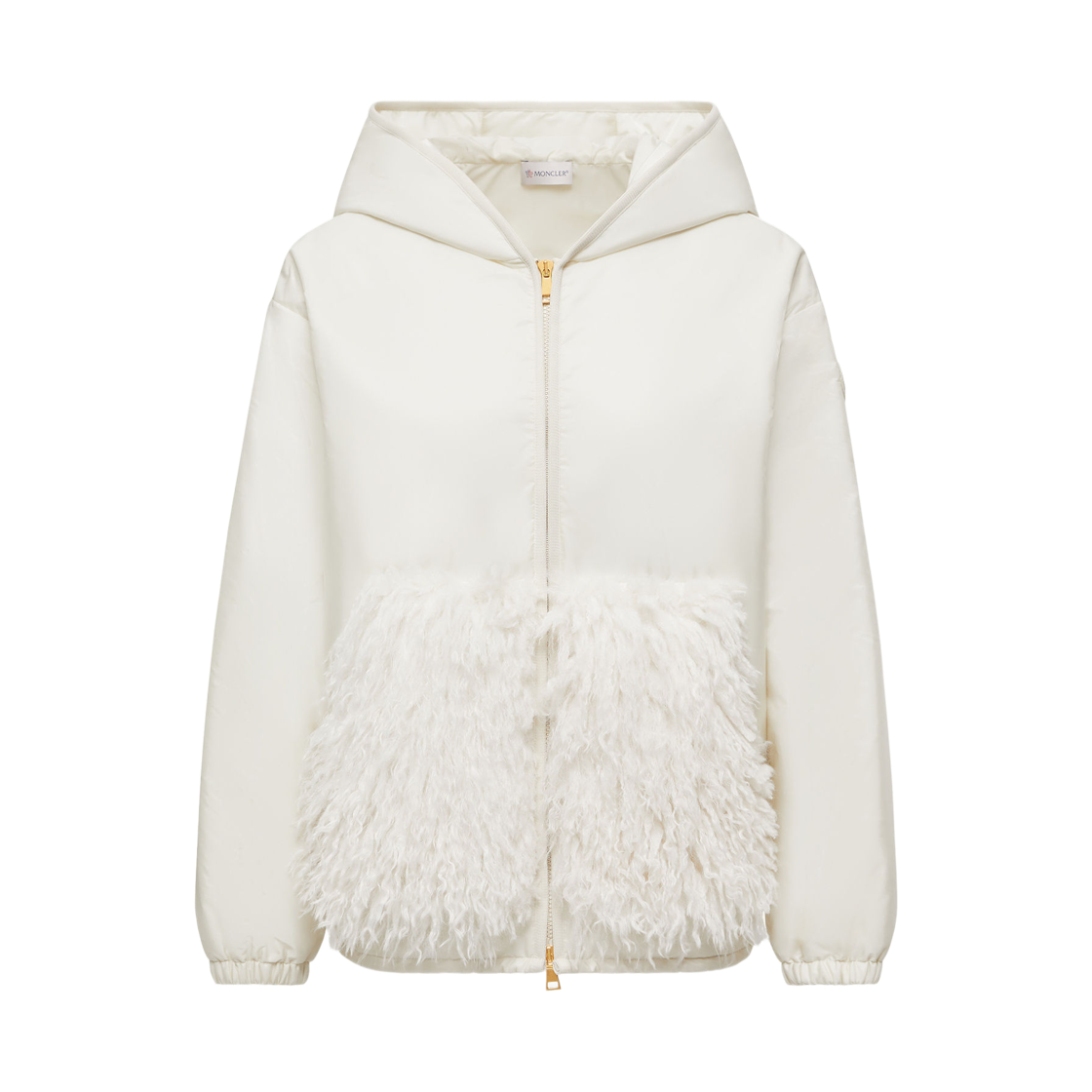 (W) 몽클레르 테디 트림드 패딩 집업 후드 화이트 - 25FW((W) Moncler Teddy Trimmed Padded Zip Up Hoodie White - 25FW) - 1