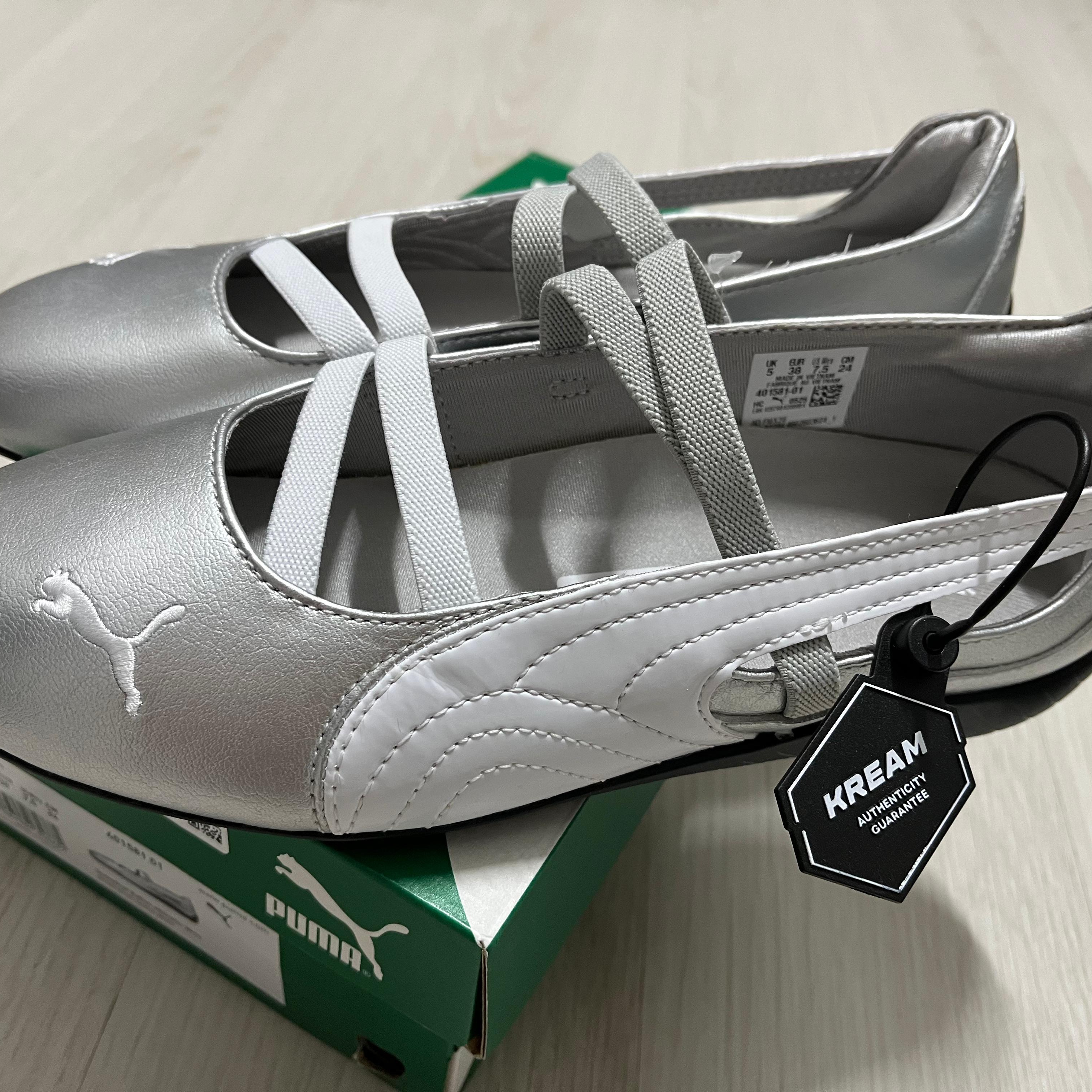 (W) Puma Speedcat Ballet Metallic Puma Silver Puma White 착용 스타일 - 2