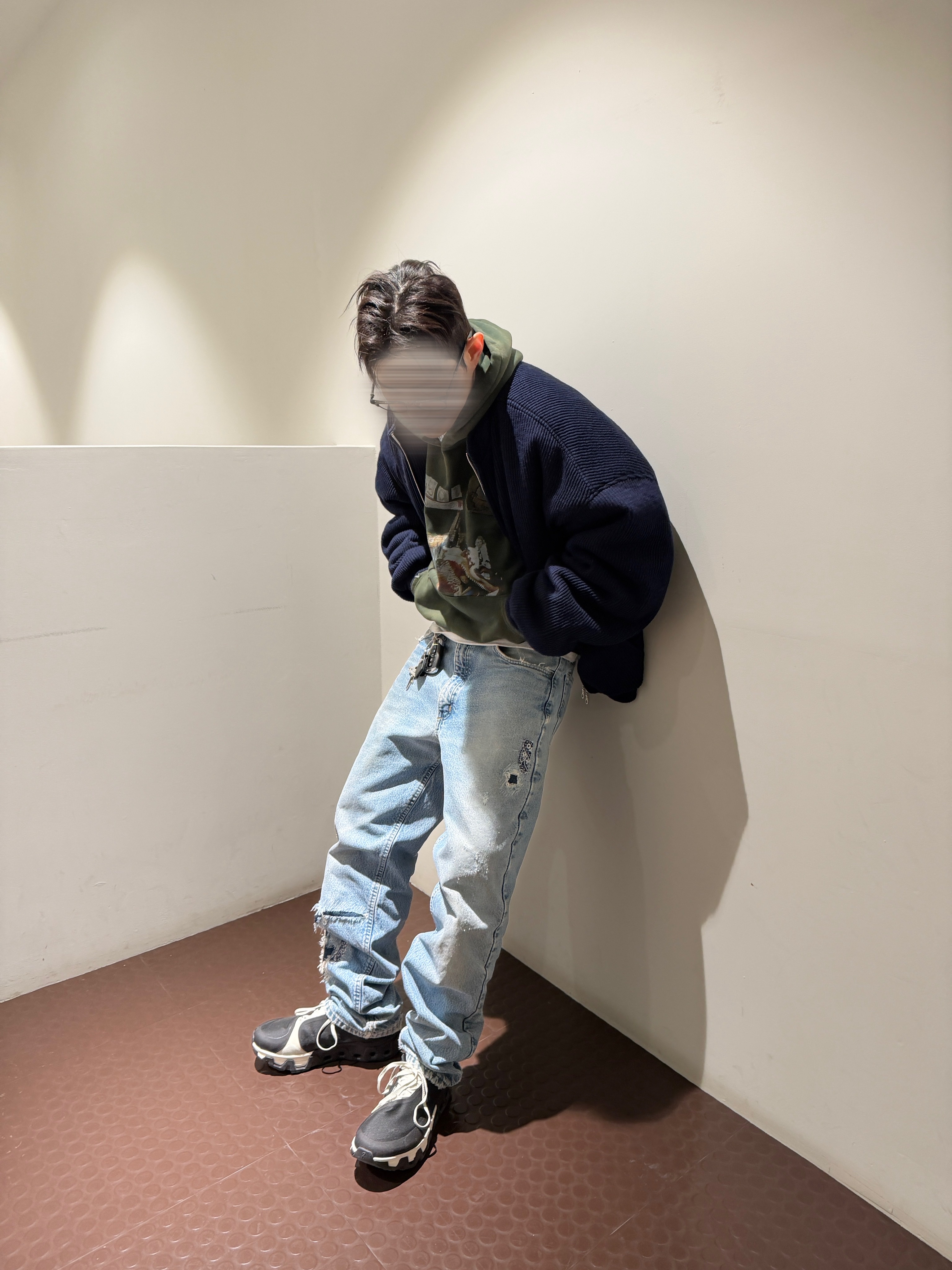 Nonnod Knit Bomber Navy, Nonnod Knit Bomber Navy 착용 스타일 - 4