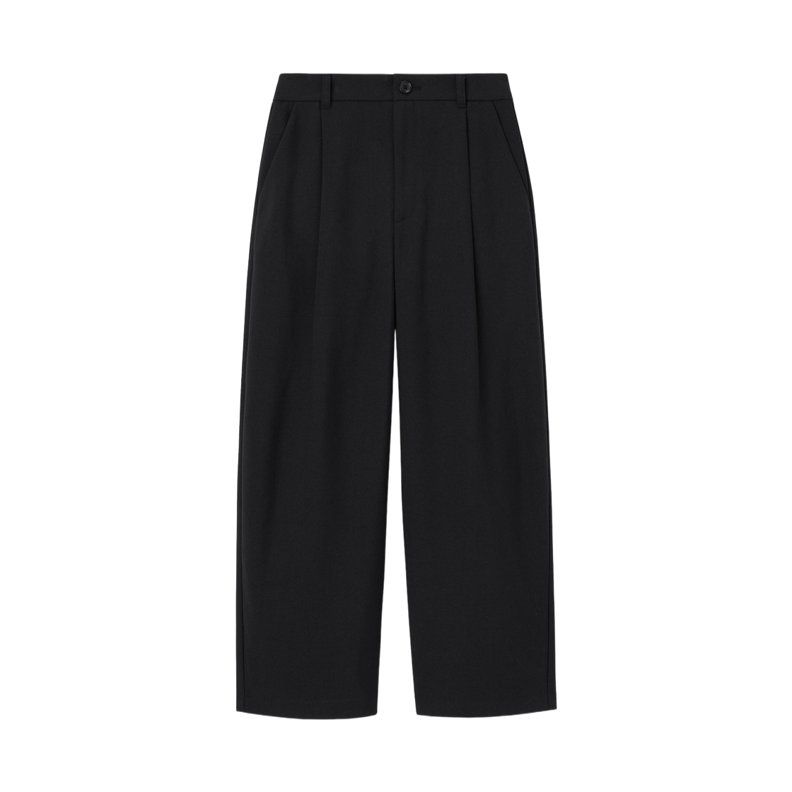 (W) GU 와이드 테이퍼드 앵클 팬츠 Z 블랙((W) GU Wide Tapered Ankle Pants Z Black) - 1