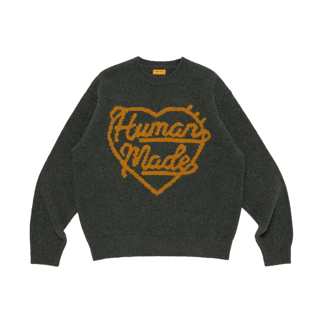 HM30CS035 Human Made Heart Knit Sweater Olive Drab