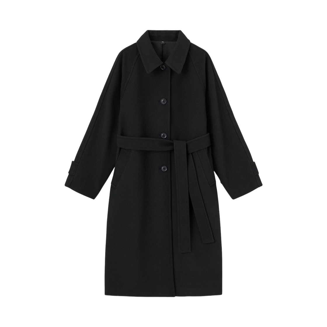 (W) GU 코지 멜튼 발마칸 코트 블랙((W) GU Cozy Melton Balmacaan Coat Black)