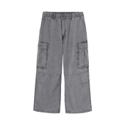 GU Denim Super Wide Cargo Pants Gray