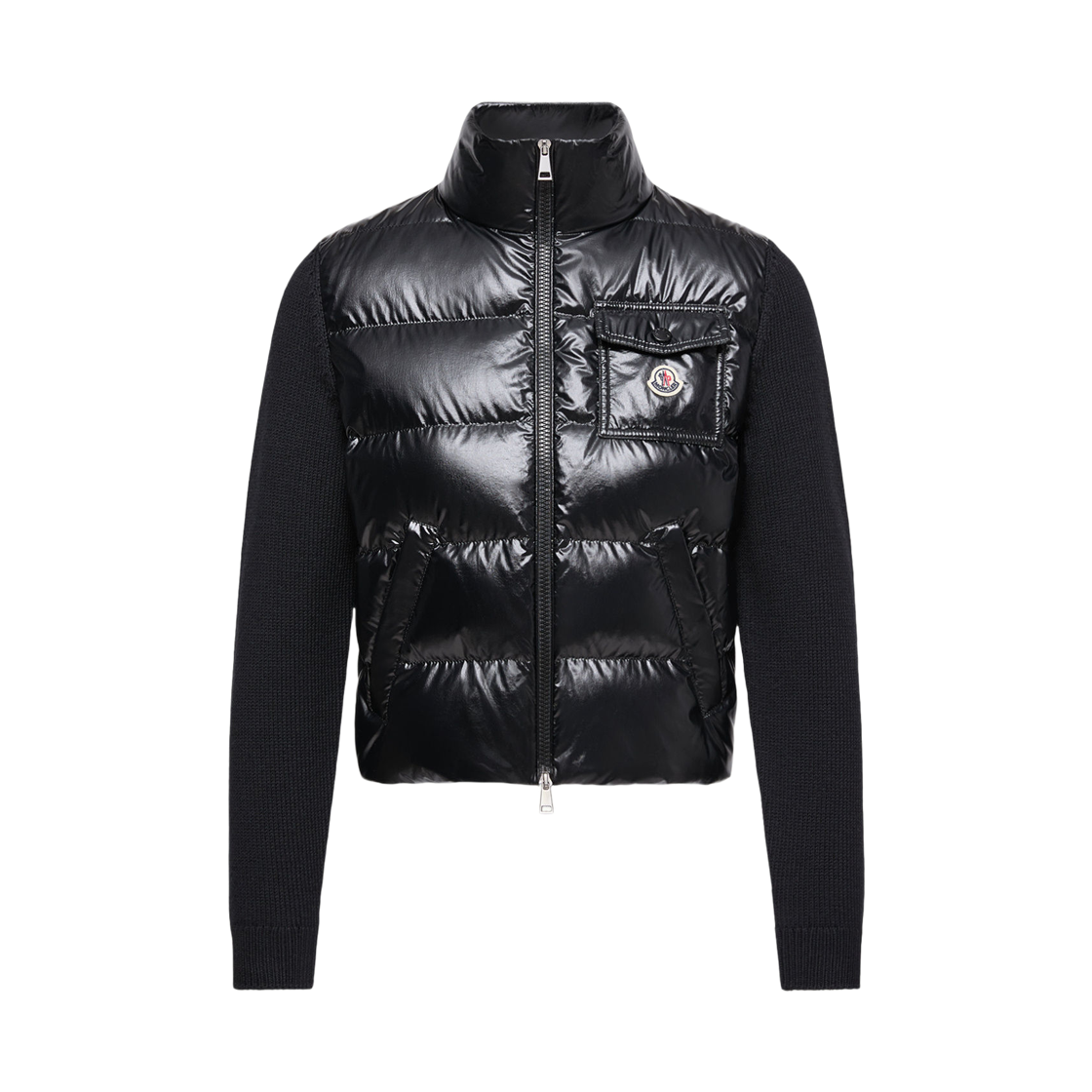 (W) 몽클레르 패딩 집업 울 가디건 블랙 - 26SS((W) Moncler Padded Zip Up Wool Cardigan Black - 26SS)