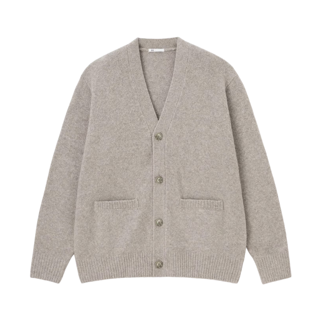 357531-31 GU Puff Knit V Neck Cardigan Beige
