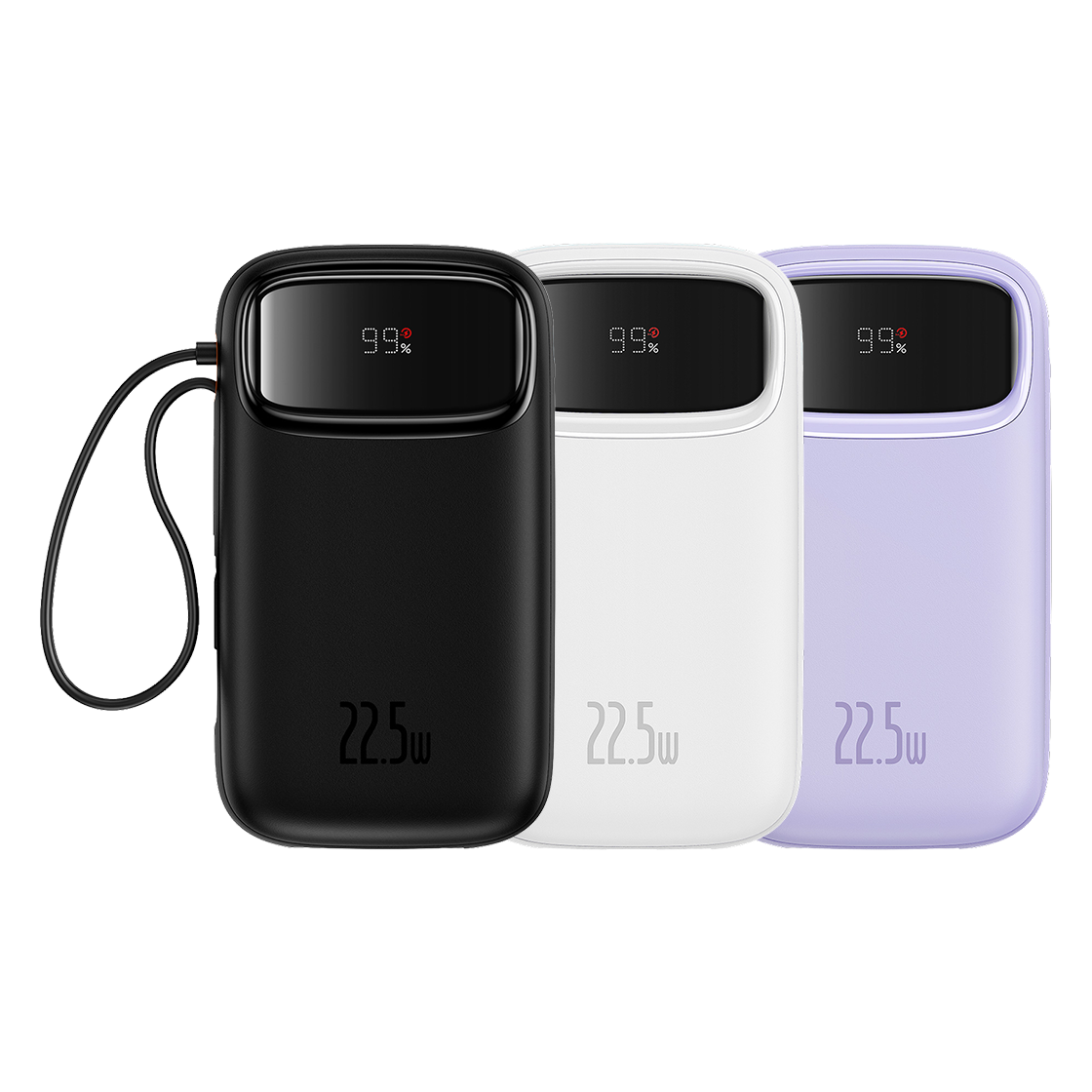 베이스어스 고속 충전 보조배터리 일체형 22.5W 듀얼 케이블 Qpow2 10000mAh