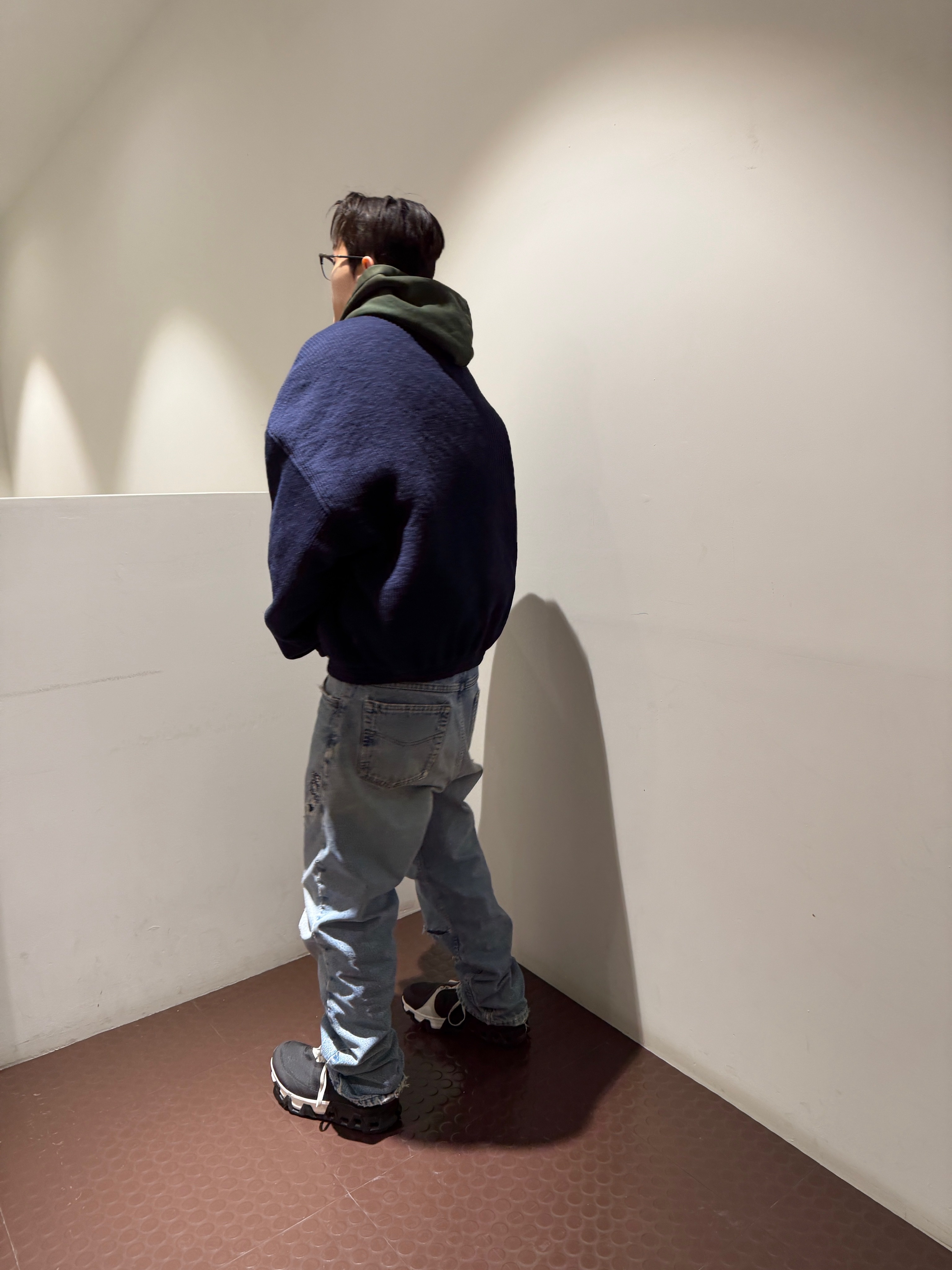 Nonnod Knit Bomber Navy, Nonnod Knit Bomber Navy 착용 스타일 - 2