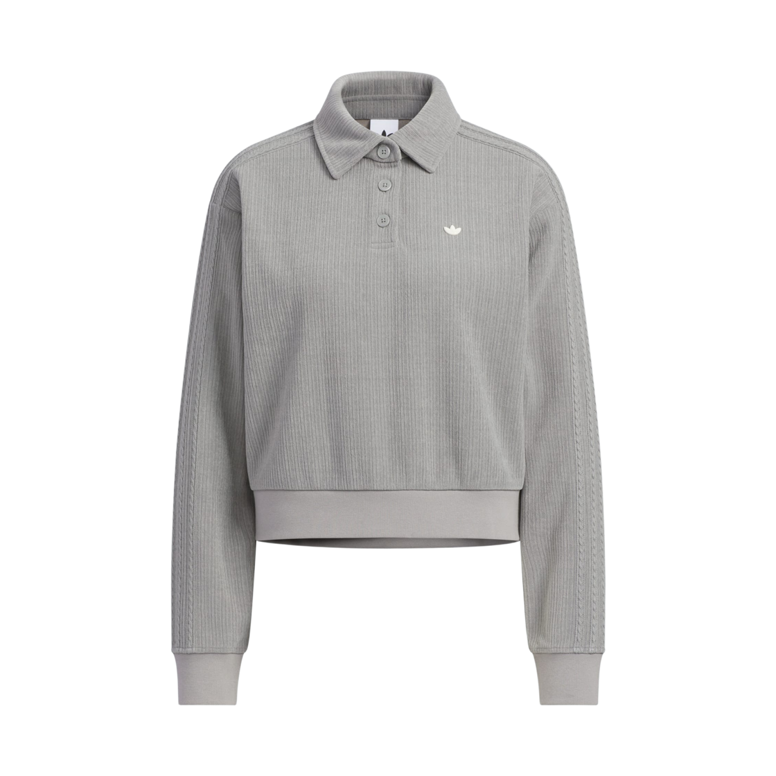(W) 아디다스 셔닐 폴로 차콜 솔리드 그레이 - KR 사이즈((W) Adidas Chenille Polo Charcoal Solid Grey - KR Sizing) - 1