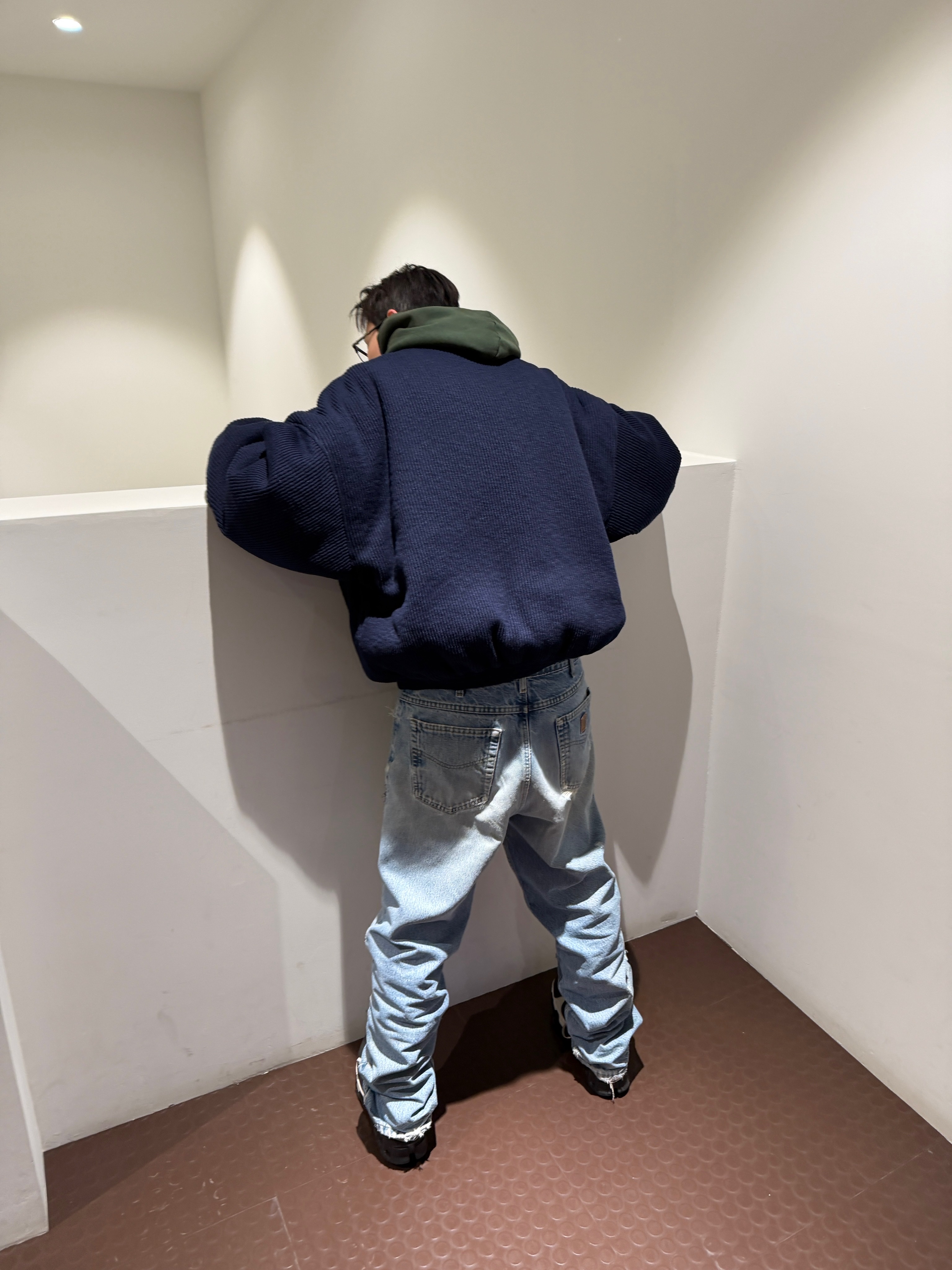 Nonnod Knit Bomber Navy, Nonnod Knit Bomber Navy 착용 스타일 - 1
