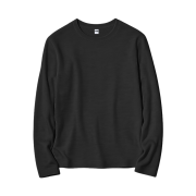 (W) Uniqlo Soft Ribbed Crewneck Long Sleeve T-Shirt Black - JP