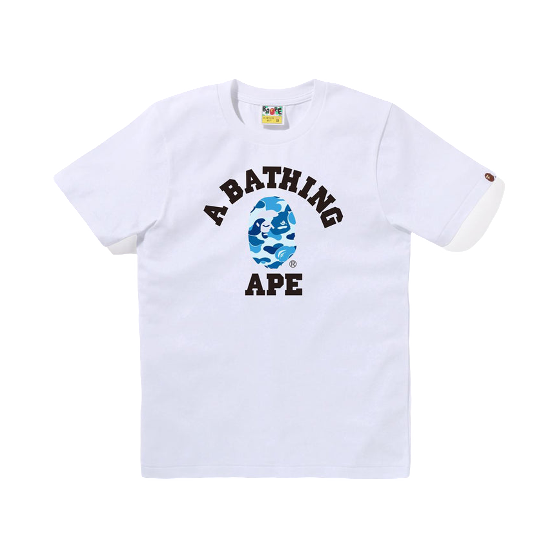 (W) 베이프 ABC 카모 컬리지 티셔츠 화이트 블루((W) BAPE ABC Camo College T-Shirt White Blue) - 1