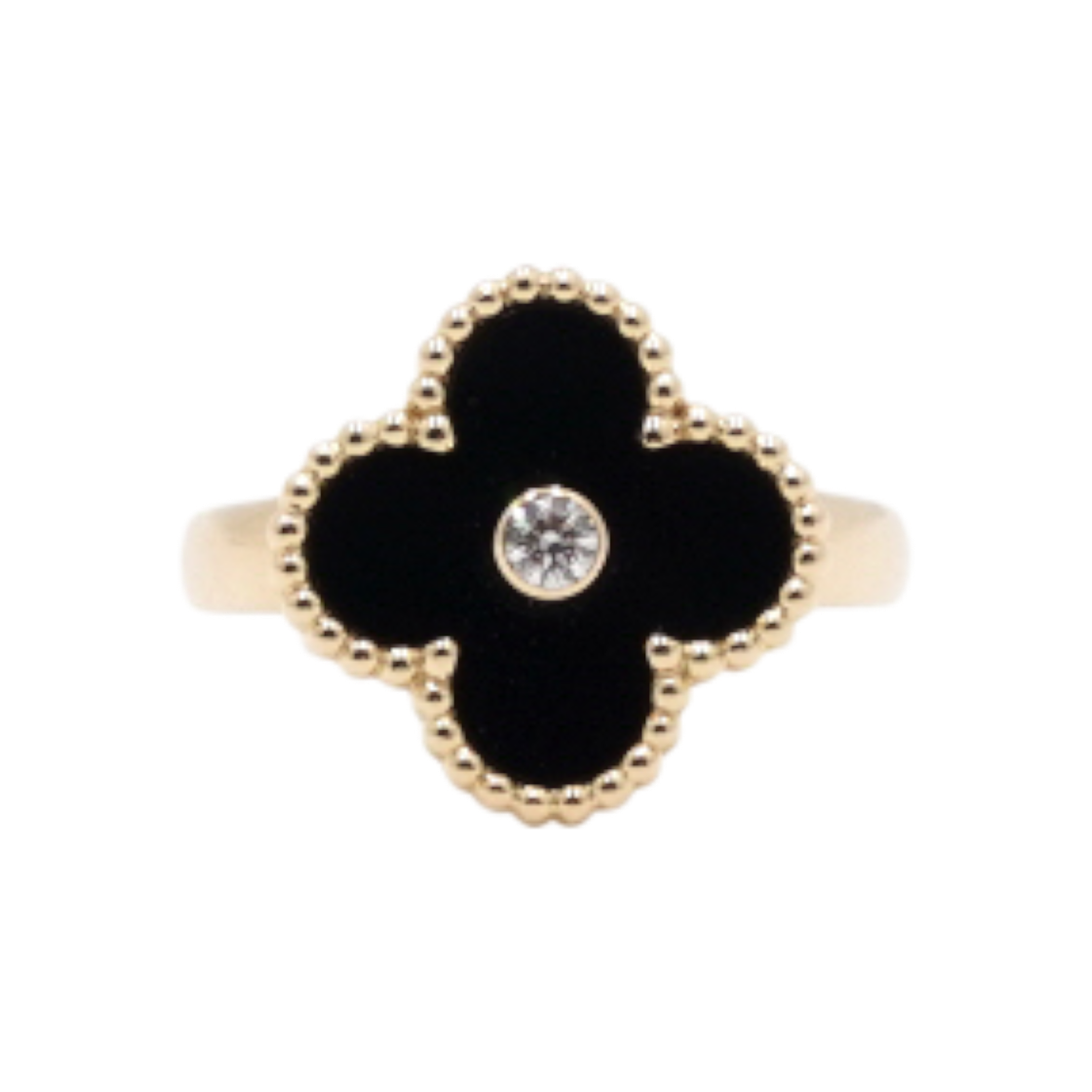 반클리프아펠 VCARA410 18K옐로우골드 오닉스 1P다이아 빈티지 알함브라링 반지-11호aa59204(Van Cleef & Arpels VCARA410 Vintage Alhambra Ring in 18K Yellow Gold with Onyx and 1 Diamond - Size 11)