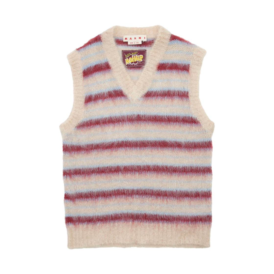 CVMG0076Q0UFU107-RGW31 [20% 쿠폰] Marni Cream Striped Mohair Vest Tan
