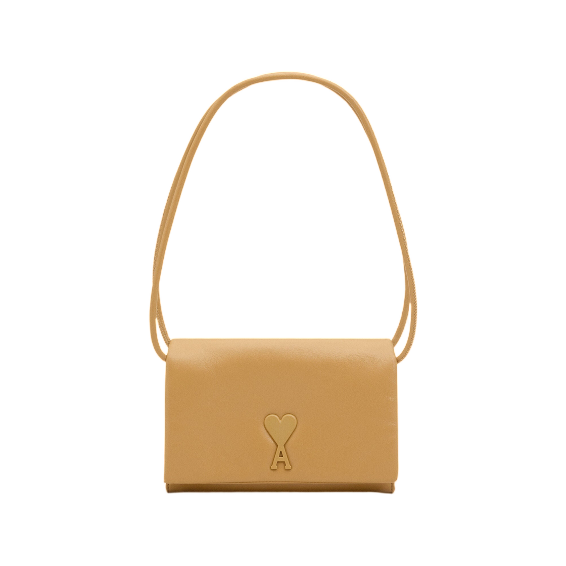 아미 옐로우 카우하이드 레더 부레즈부 월렛 온 스트랩 허니(AMI Yellow Cowhide Leather Voulez-Vous Wallet On Strap Honey)