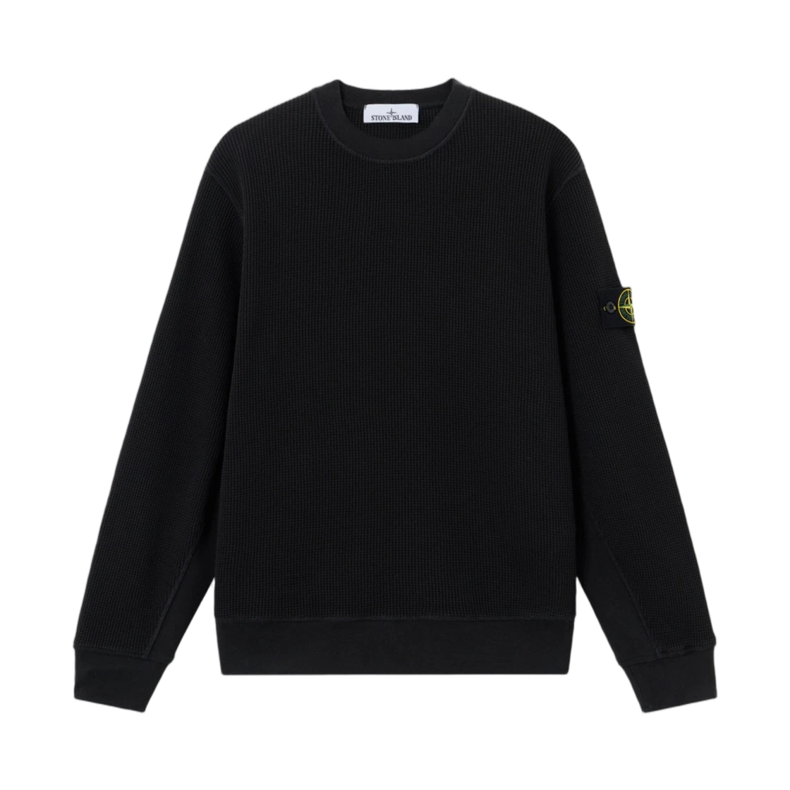 Stone Island Stone Island 6100056 Organic Cotton Waffle Fleece Regular-Fit Crewneck Sweatshirt Black - 26SS · L