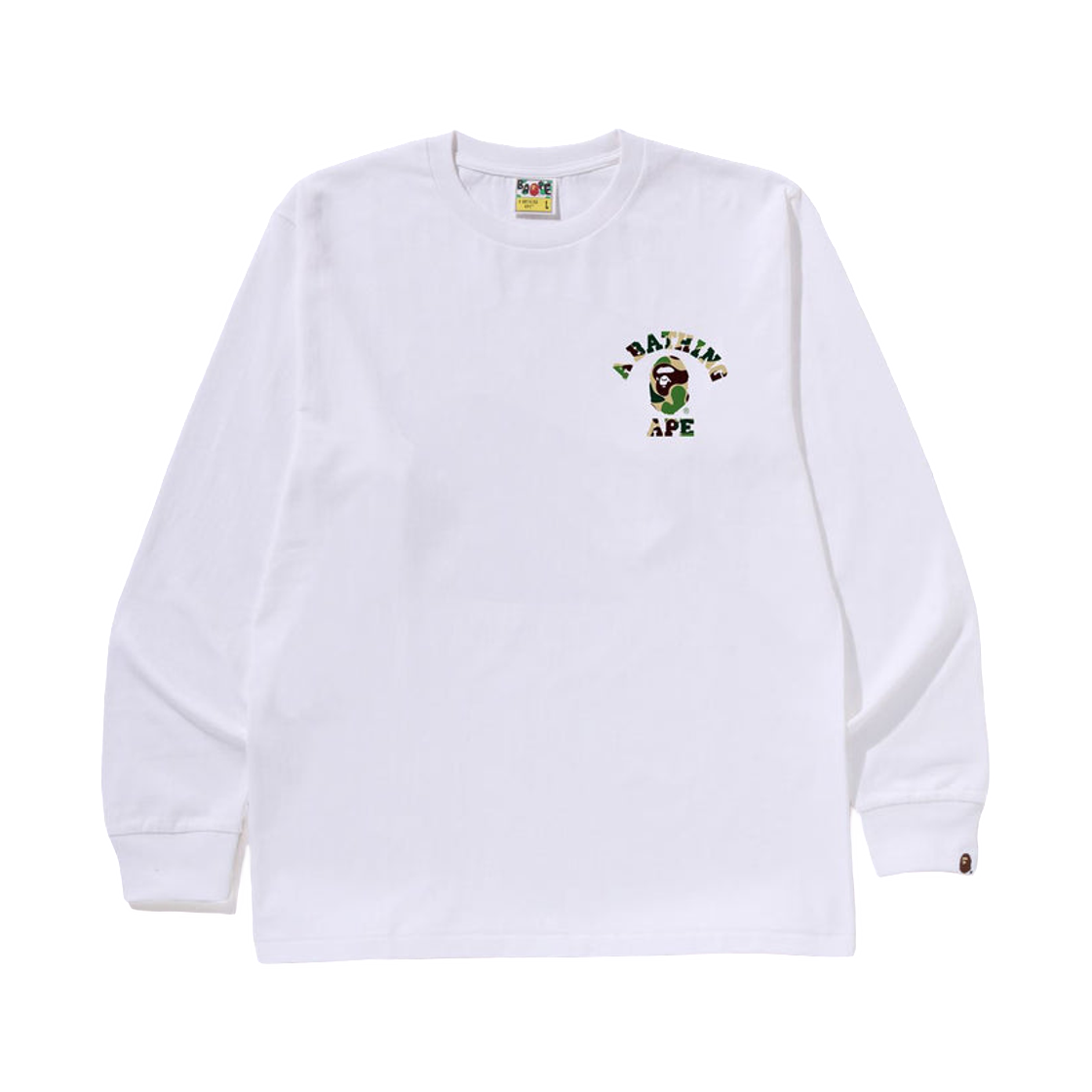 베이프 ABC 카모 컬리지 에어샷 롱슬리브 티셔츠 화이트 그린(BAPE ABC Camo College ATS L/S T-Shirt White Green) - 1