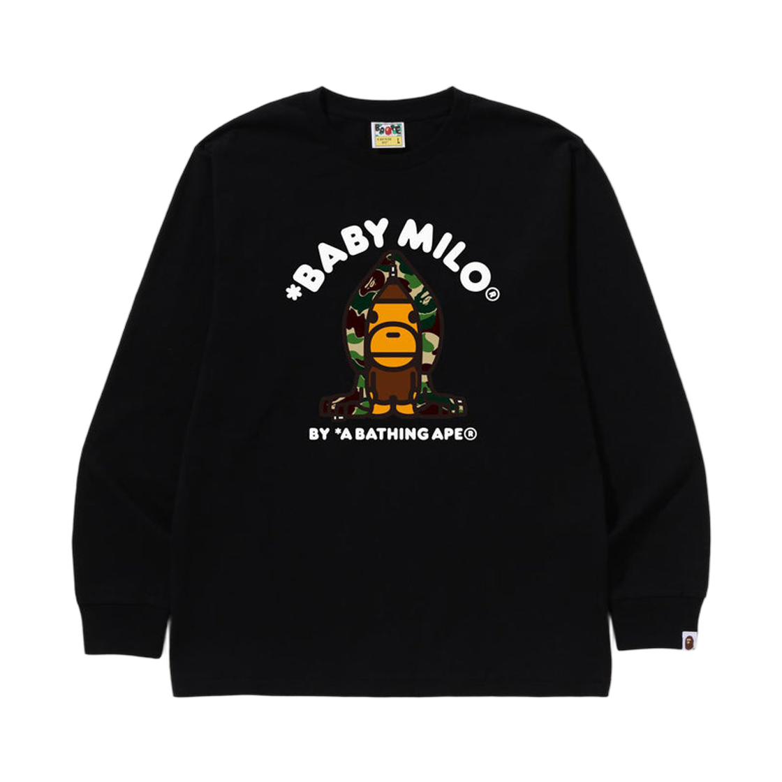 베이프 ABC 카모 마일로 후드 롱슬리브 티셔츠 블랙 그린