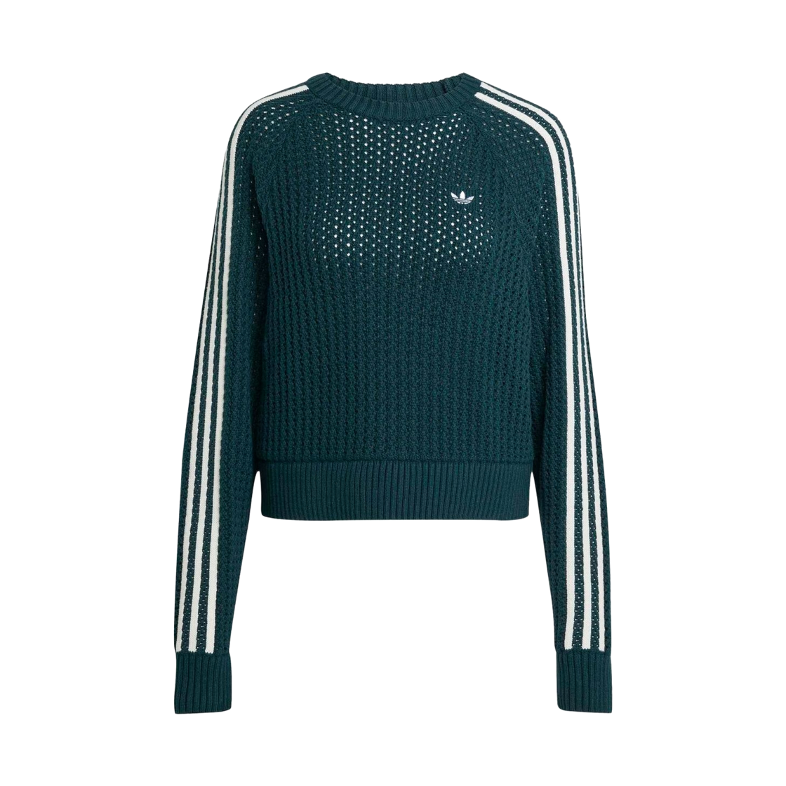 (W) 아디다스 아디컬러 니티드 크루 스웨트셔츠 오로라 아이비 - KR 사이즈((W) Adidas Adicolor Knitted Crew Sweatshirt Aurora Ivy - KR Sizing) - 1
